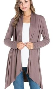 TRÏBE Long Sleeve Open Front Brown Cardigan Cover Up Size Small NWT